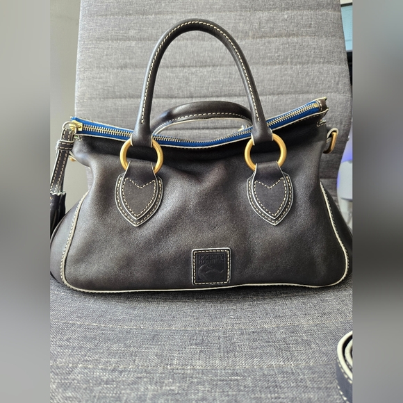 Dooney & Bourke Savannal Leather Satchel - Dark Navy - Picture 2 of 13